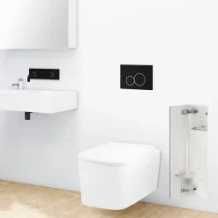 Balneo Armoire encastrée pour brosse WC gauche verre blanc 68,2cm* Etagère Salle De Bains