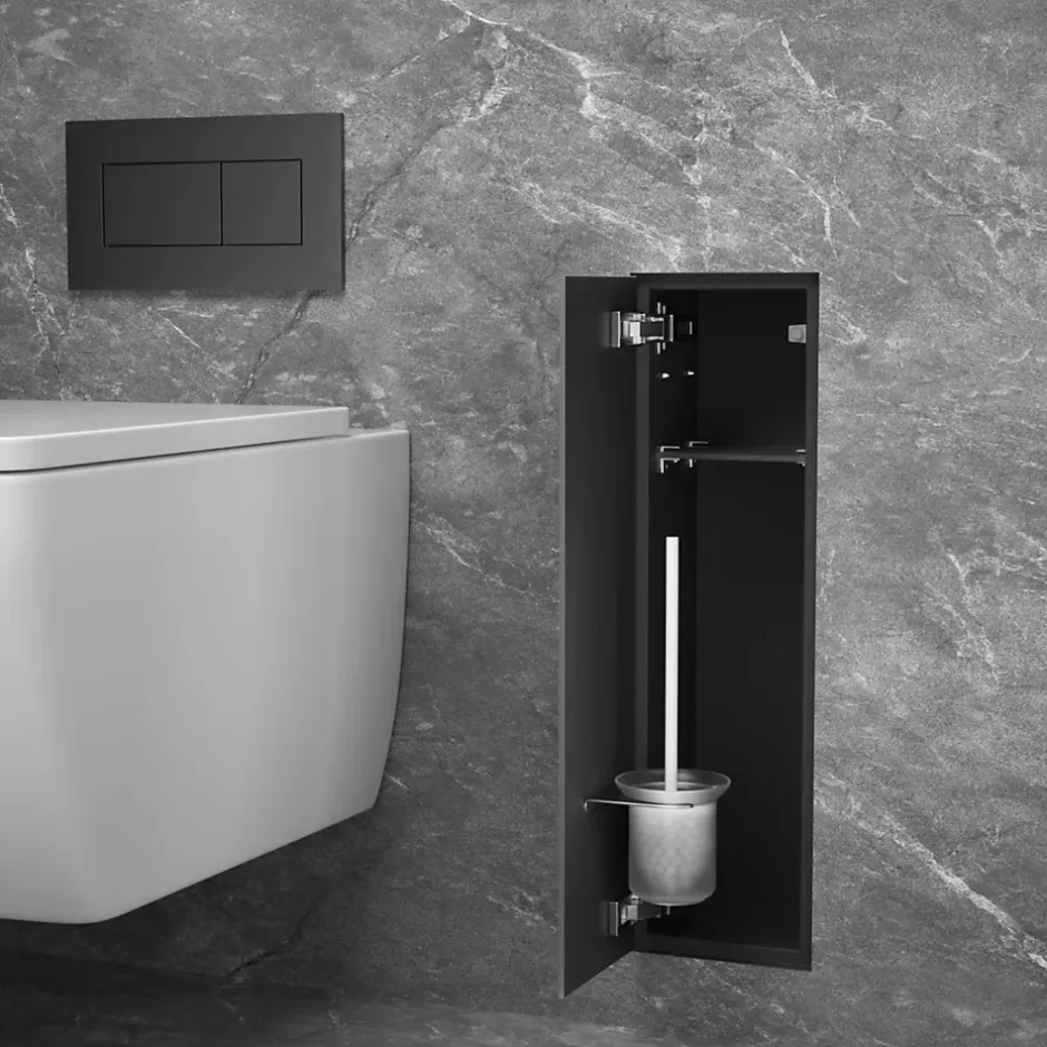 Balneo Armoire encastrée pour brosse WC gauche verre noir 68,2 cm* Etagère Salle De Bains
