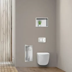 Balneo Armoire encastrée sous carrelage pour brosse WC gauche 68,2cm* Etagère Salle De Bains