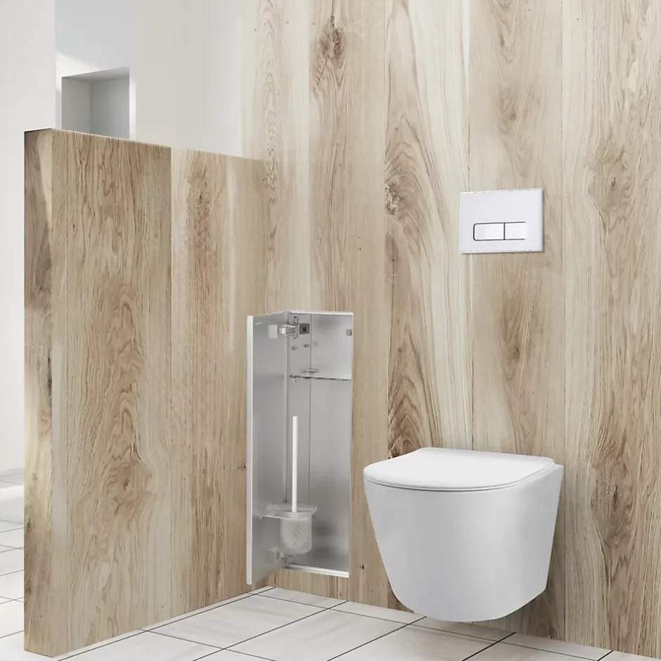 Balneo Armoire encastrée sous carrelage pour brosse WC gauche 68,2cm* Etagère Salle De Bains