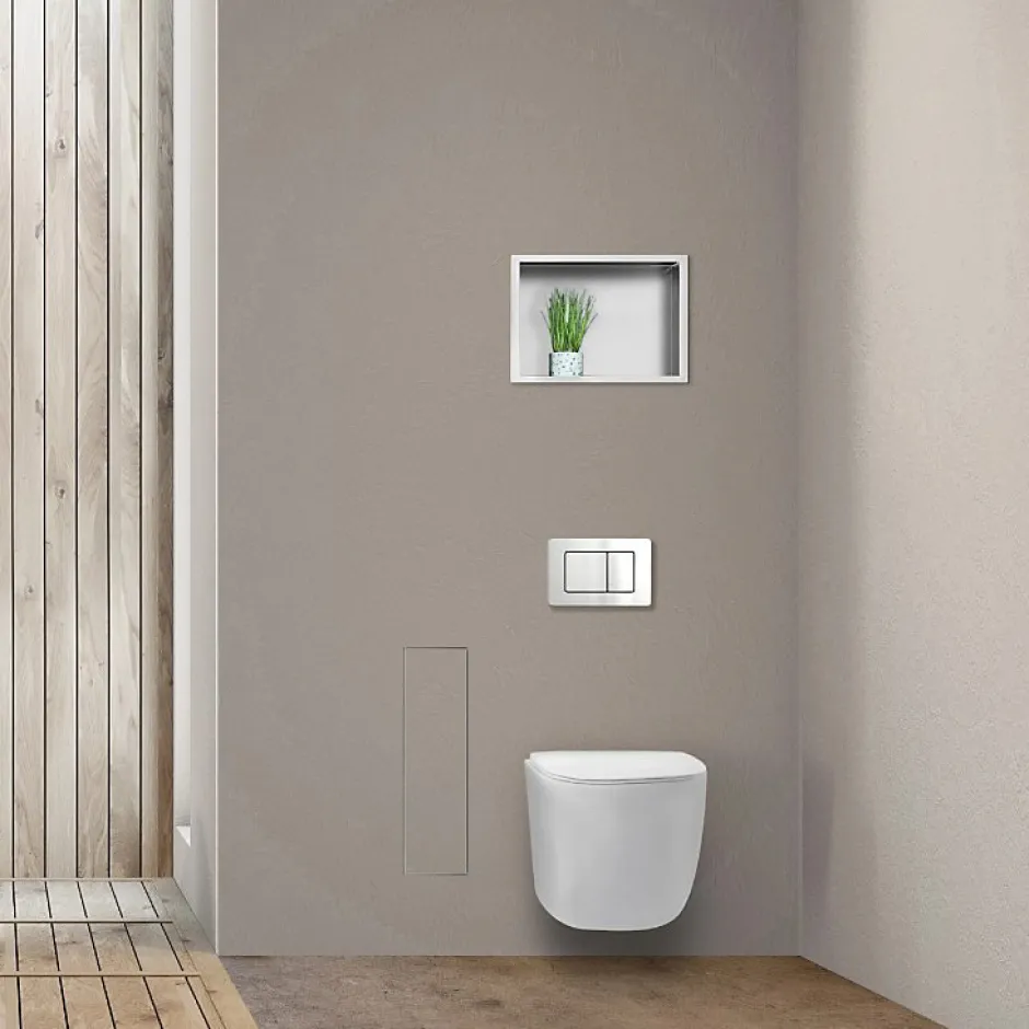 Balneo Armoire encastrée sous carrelage pour brosse WC gauche 53,2cm* Etagère Salle De Bains