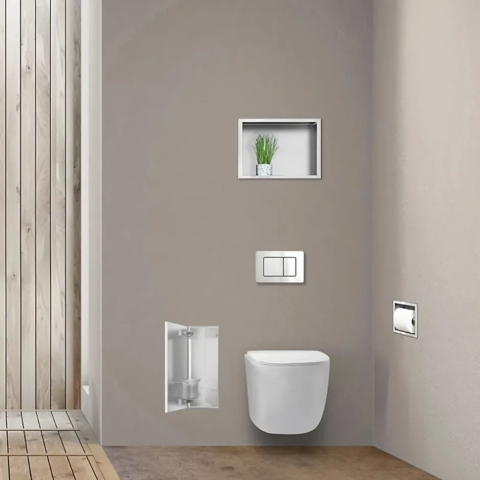 Balneo Armoire encastrée sous carrelage pour brosse WC gauche 53,2cm* Etagère Salle De Bains