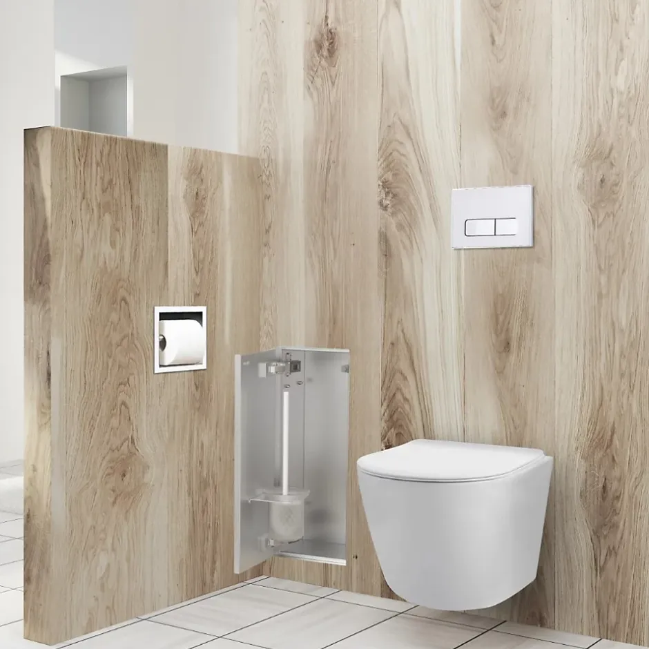 Balneo Armoire encastrée sous carrelage pour brosse WC gauche 53,2cm* Etagère Salle De Bains