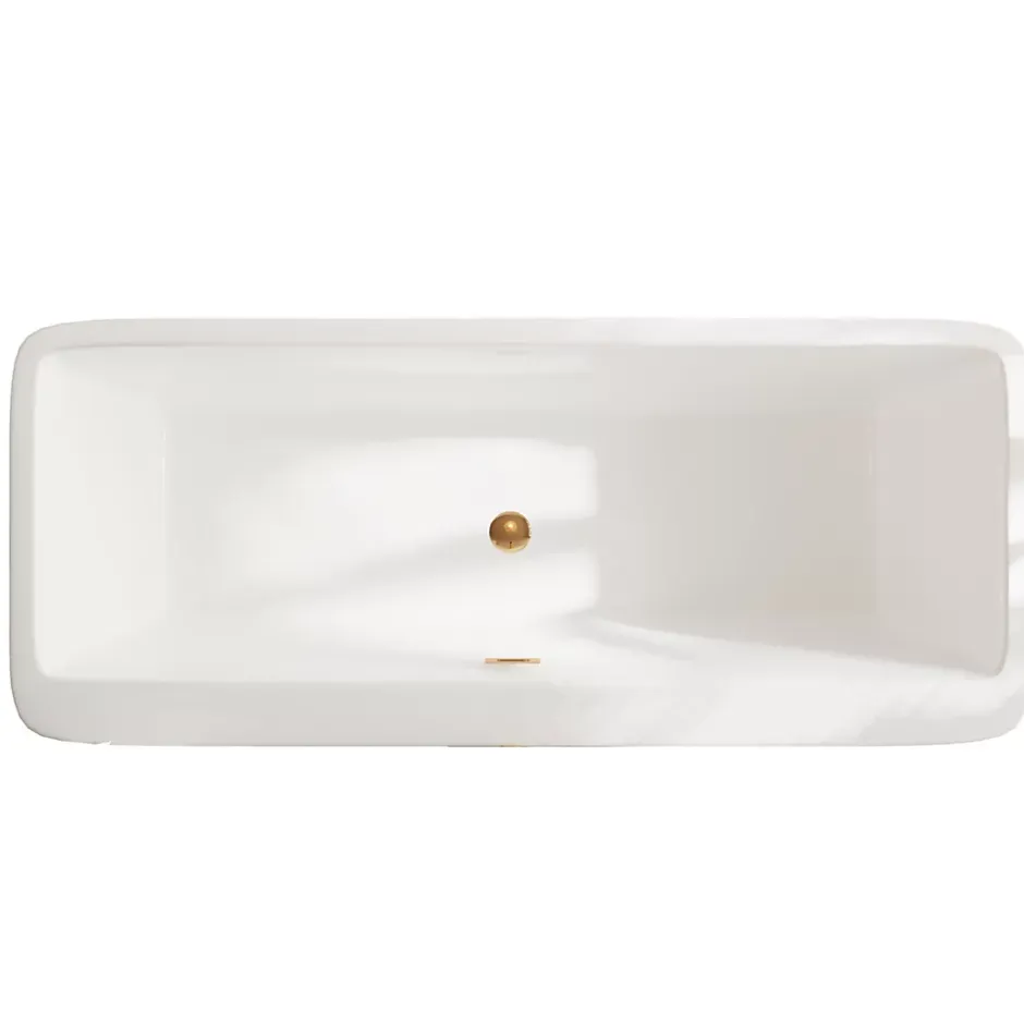 Balneo Baignoire autoportante 170x80cm, rectangulaire, accessoires cuivre, Acrylique thermoformé 3.5mm, avec pieds réglables, ROMA* Baignoire Îlot
