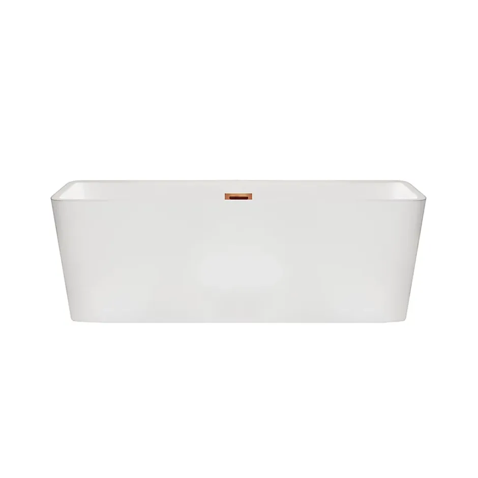 Balneo Baignoire autoportante 170x80cm, rectangulaire, accessoires cuivre, Acrylique thermoformé 3.5mm, avec pieds réglables, ROMA* Baignoire Îlot