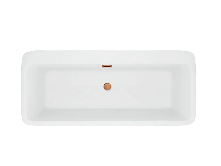 Balneo Baignoire autoportante 170x80cm, rectangulaire, accessoires cuivre, Acrylique thermoformé 3.5mm, avec pieds réglables, ROMA* Baignoire Îlot