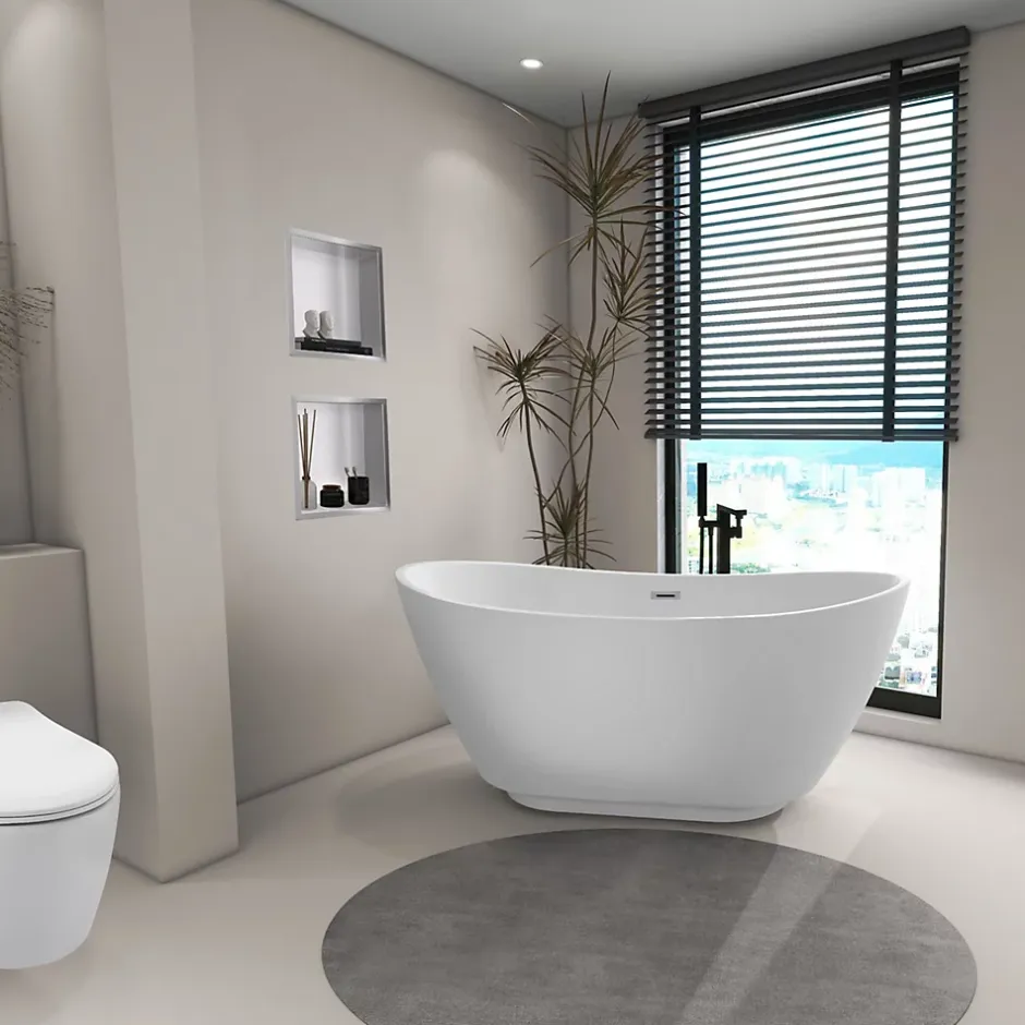 Balneo Baignoire autoportante 170x72cm, accessoires inox, Acrylique thermoformé 3.5mm, avec pieds réglables, PARMA