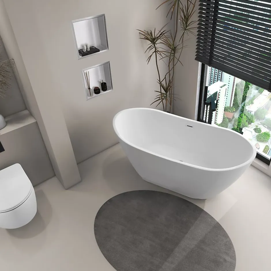 Balneo Baignoire autoportante 170x72cm, accessoires inox, Acrylique thermoformé 3.5mm, avec pieds réglables, PARMA