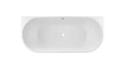Balneo Baignoire blance semi-îlot Murale 150x75cm, accessoires blanc, Acrylique thermoformé 3.5mm, avec pieds réglables, VIVA* Baignoire Îlot