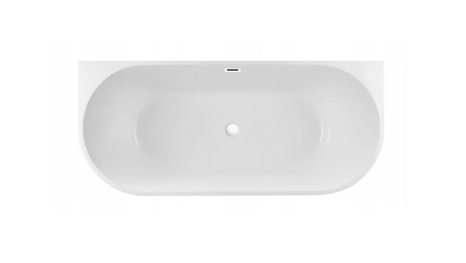 Balneo Baignoire blance semi-îlot Murale 150x75cm, accessoires blanc, Acrylique thermoformé 3.5mm, avec pieds réglables, VIVA* Baignoire Îlot