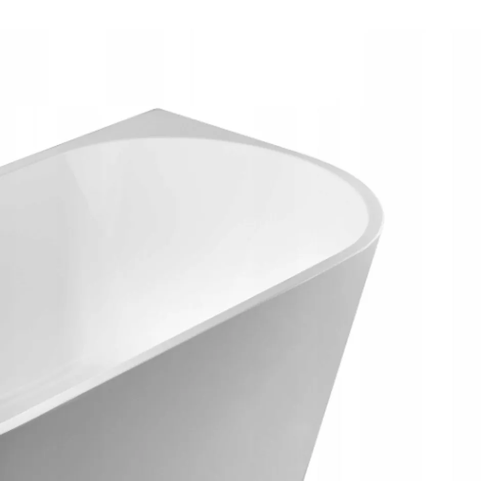 Balneo Baignoire blance semi-îlot Murale 150x75cm, accessoires blanc, Acrylique thermoformé 3.5mm, avec pieds réglables, VIVA* Baignoire Îlot