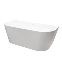 Balneo Baignoire blance semi-îlot Murale 150x75cm, accessoires blanc, Acrylique thermoformé 3.5mm, avec pieds réglables, VIVA* Baignoire Îlot