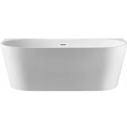 Balneo Baignoire blance semi-îlot Murale 150x75cm, accessoires blanc, Acrylique thermoformé 3.5mm, avec pieds réglables, VIVA* Baignoire Îlot