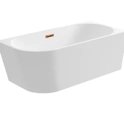 Balneo Baignoire semi-îlot Murale 170x80cm droite, accessoires cuivre, Acrylique thermoformé 3.5mm, avec pieds réglables, AVOLA