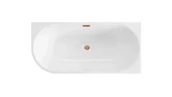 Balneo Baignoire semi-îlot Murale 170x80cm droite, accessoires cuivre, Acrylique thermoformé 3.5mm, avec pieds réglables, AVOLA