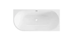 Balneo Baignoire semi-îlot Murale 170x80cm droite, accessoires blanc, Acrylique thermoformé 3.5mm, avec pieds réglables, AVOLA* Baignoire Asymétrique