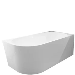 Balneo Baignoire semi-îlot Murale 170x80cm droite, accessoires blanc, Acrylique thermoformé 3.5mm, avec pieds réglables, AVOLA* Baignoire Asymétrique