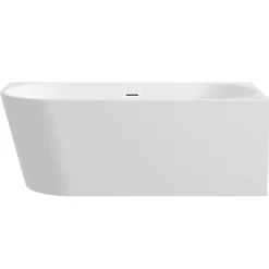 Balneo Baignoire semi-îlot Murale 170x80cm droite, accessoires blanc, Acrylique thermoformé 3.5mm, avec pieds réglables, AVOLA* Baignoire Asymétrique