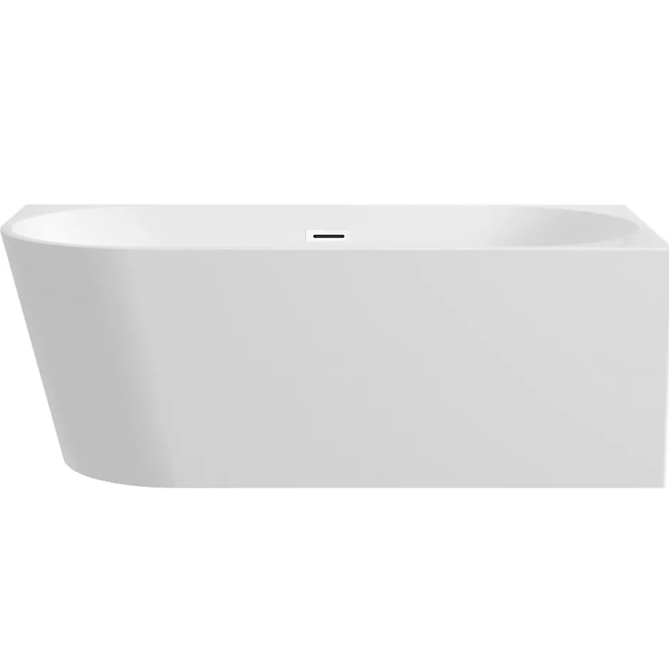 Balneo Baignoire semi-îlot Murale 170x80cm droite, accessoires blanc, Acrylique thermoformé 3.5mm, avec pieds réglables, AVOLA* Baignoire Asymétrique