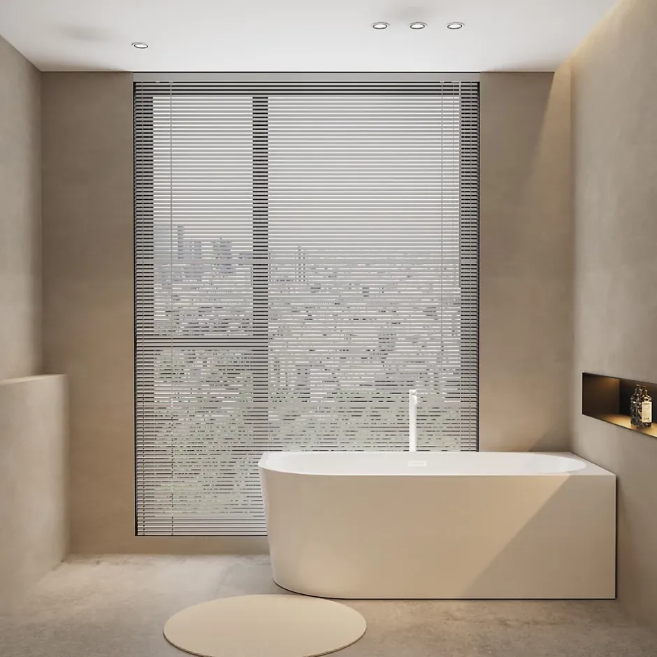 Balneo Baignoire semi-îlot Murale 170x80cm droite, accessoires blanc, Acrylique thermoformé 3.5mm, avec pieds réglables, AVOLA* Baignoire Asymétrique