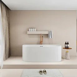 Balneo Baignoire semi-îlot Murale 150x75cm, accessoires inox, Acrylique thermoformé 3.5mm, avec pieds réglables, VIVA* Baignoire Îlot