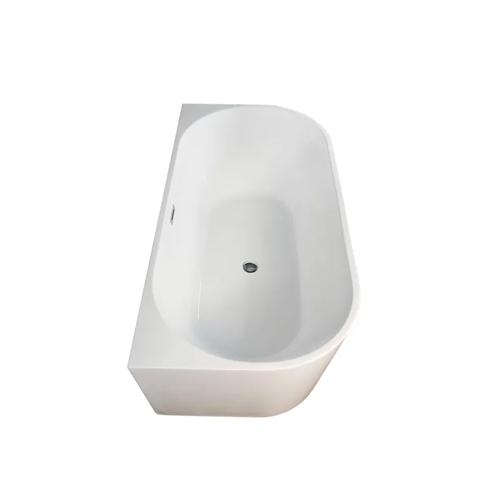 Balneo Baignoire semi-îlot Murale 150x75cm, accessoires inox, Acrylique thermoformé 3.5mm, avec pieds réglables, VIVA* Baignoire Îlot