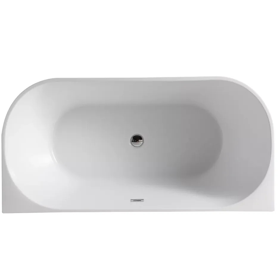 Balneo Baignoire semi-îlot Murale 150x75cm, accessoires inox, Acrylique thermoformé 3.5mm, avec pieds réglables, VIVA* Baignoire Îlot