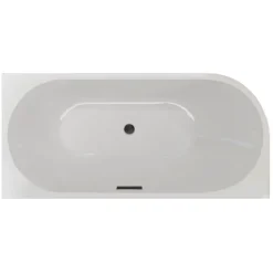Balneo Baignoire semi-îlot Murale 170x80cm droite, accessoires noir, Acrylique thermoformé 3.5mm, avec pieds réglables, AVOLA* Baignoire Asymétrique