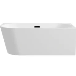 Balneo Baignoire semi-îlot Murale 170x80cm droite, accessoires noir, Acrylique thermoformé 3.5mm, avec pieds réglables, AVOLA* Baignoire Asymétrique