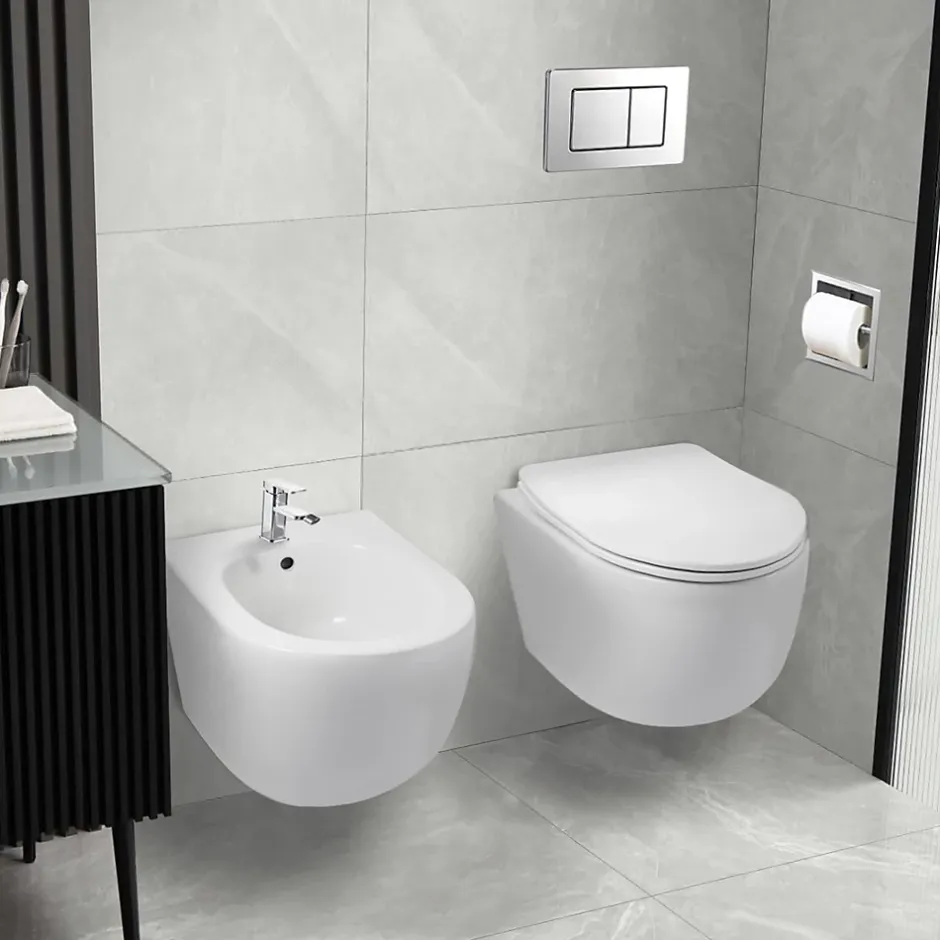 Balneo Bidet suspendu, sans bride bau, Ceramique, Blanc, ASOX* Bidet