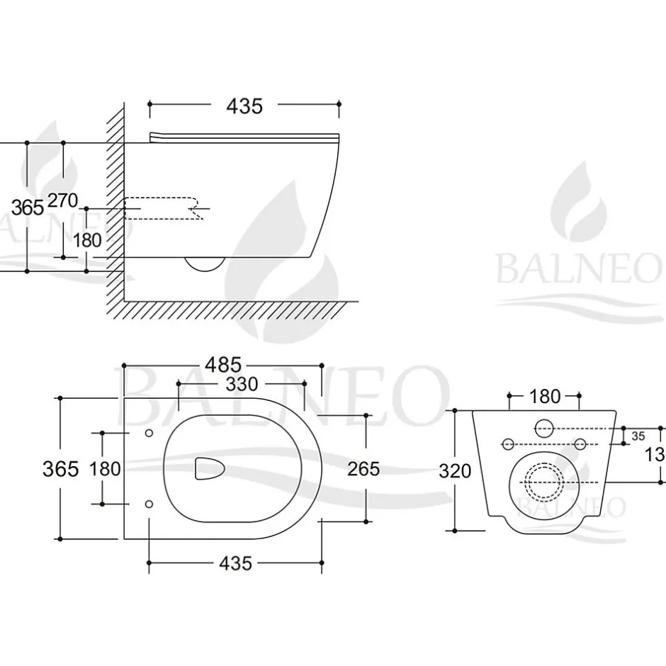 Balneo Cuvette WC suspendue LUXA blanche Tornado avec abattant à fermeture ralentie* Wc Suspendu