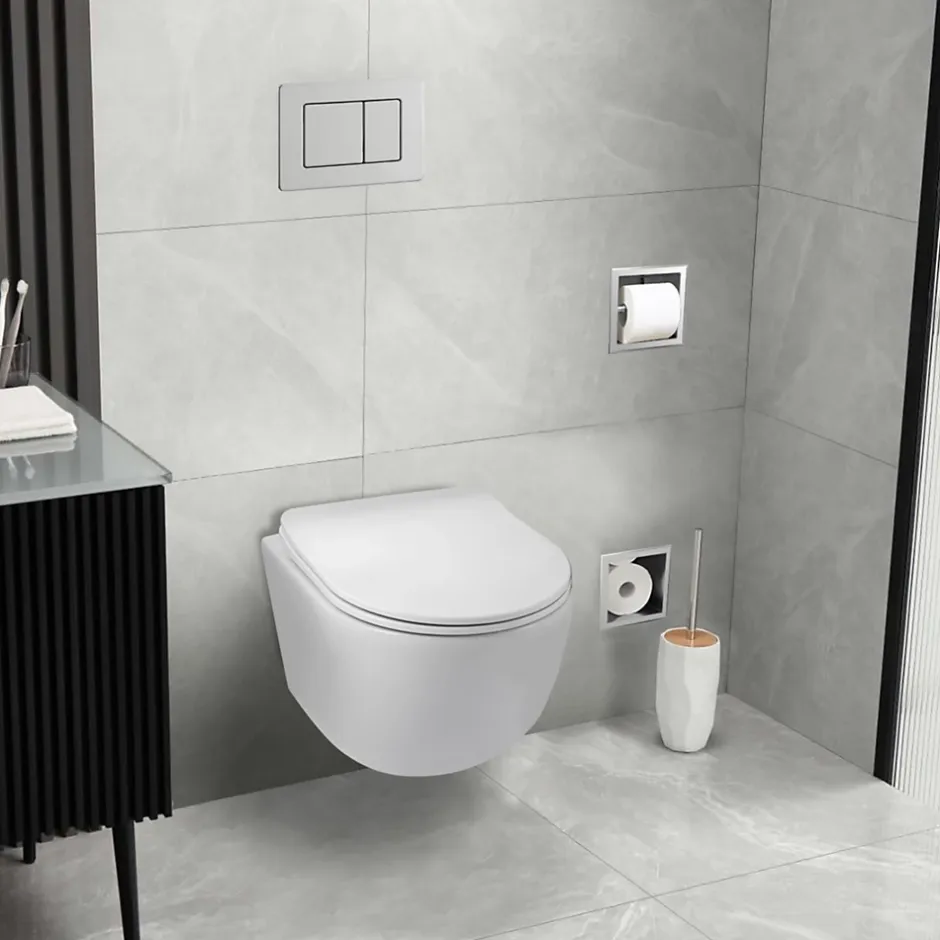Balneo Cuvette WC suspendue LUNA blanche Tornado avec abattant à fermeture ralentie