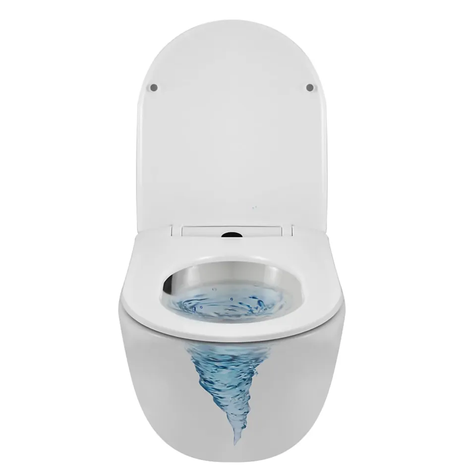 Balneo Cuvette WC suspendue LUNA blanche Tornado avec abattant à fermeture ralentie