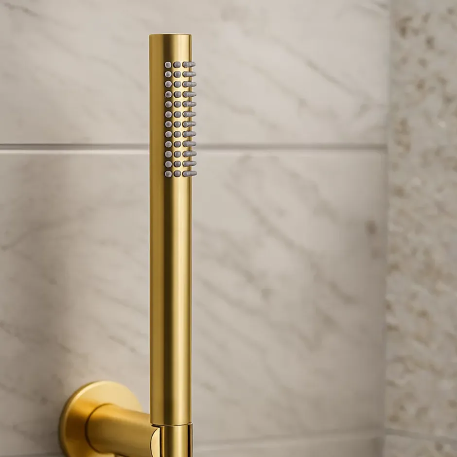Balneo Douchette or en acier inoxydable au design élégant CASCADE* Pommeau De Douche, Flexible Et Barre De Douche