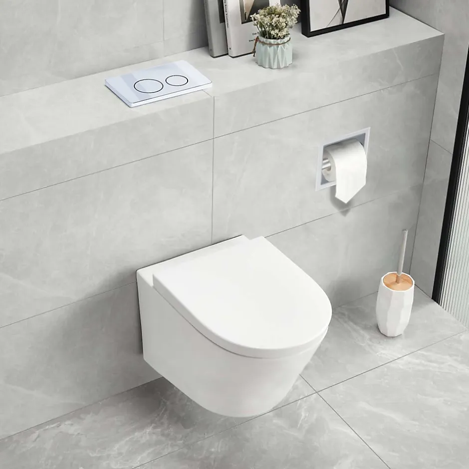 Balneo Plaque de commande WC OXO chrome - plaque encastrée pour bâti-support - double touche 2 fonctions