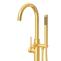 Balneo Robinet de baignoire autoportant or brillant Acier inoxydable - Mitigeur sur pied pour baignoire CASCADE