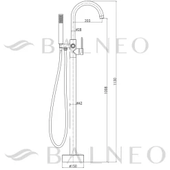 Balneo Robinet de baignoire autoportant or brillant Acier inoxydable - Mitigeur sur pied pour baignoire CASCADE