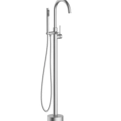 Balneo Robinet de baignoire autoportant argent brossé Acier inoxydable - Mitigeur sur pied pour baignoire CASCADE