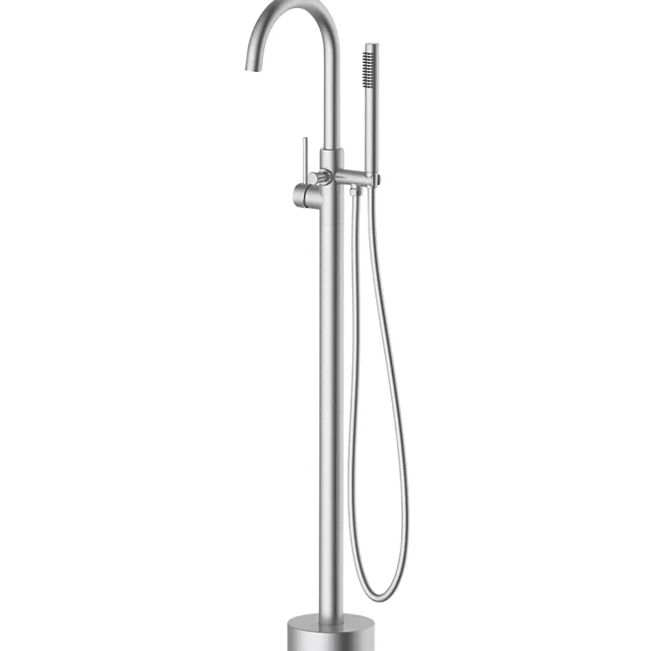 Balneo Robinet de baignoire autoportant argent brossé Acier inoxydable - Mitigeur sur pied pour baignoire CASCADE