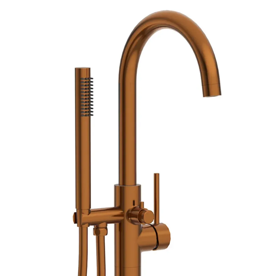 Balneo Robinet de baignoire autoportant cuivre Acier inoxydable - Mitigeur sur pied pour baignoire CASCADE* Colonne De Baignoire