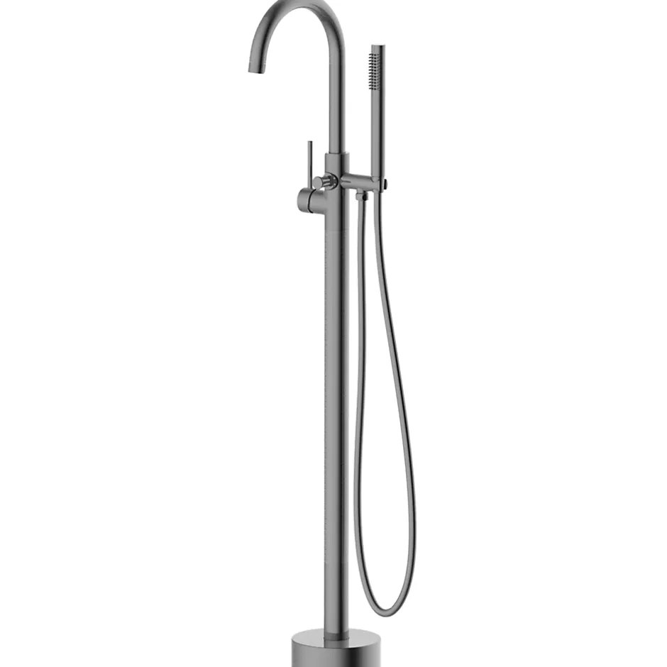 Balneo Robinet de baignoire autoportant GUN METAL gris foncé Acier inoxydable - Mitigeur sur pied pour baignoire CASCADE