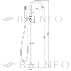 Balneo Robinet de baignoire autoportant GUN METAL gris foncé Acier inoxydable - Mitigeur sur pied pour baignoire CASCADE