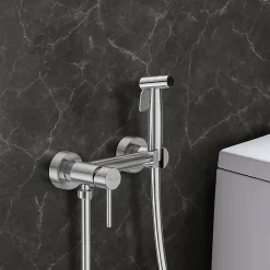Balneo Robinet de bidet argent brossé Acier inoxydable - Mitigeur de bidet CASCADE