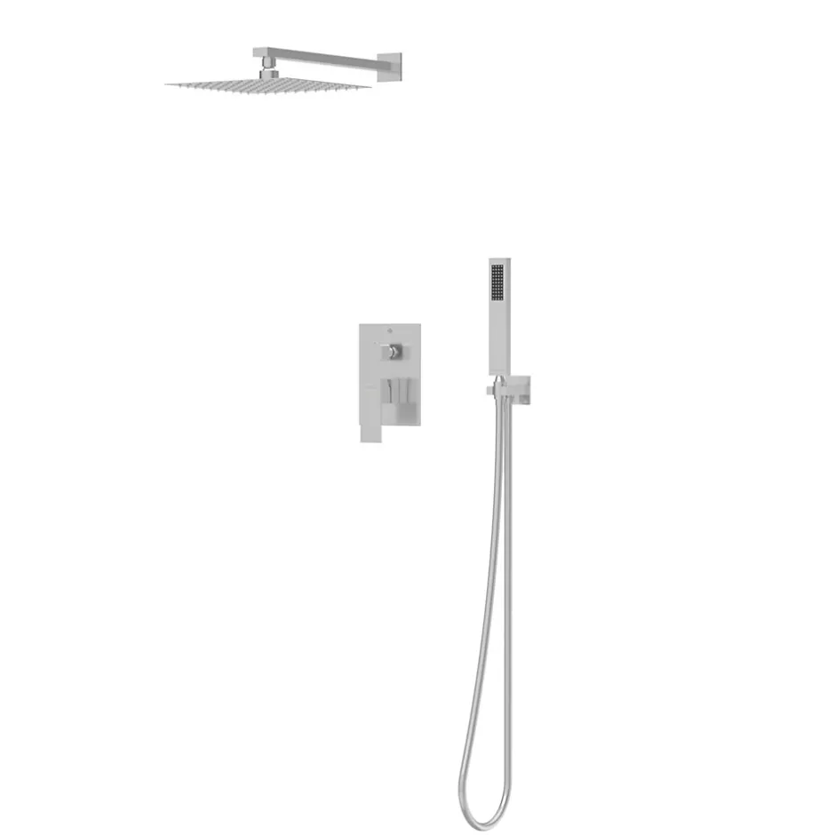 Balneo Système de douche avec pommeau de pluie argent brossé Acier inoxydable - Mitigeur de douche avec douchette CASCADE INOX
