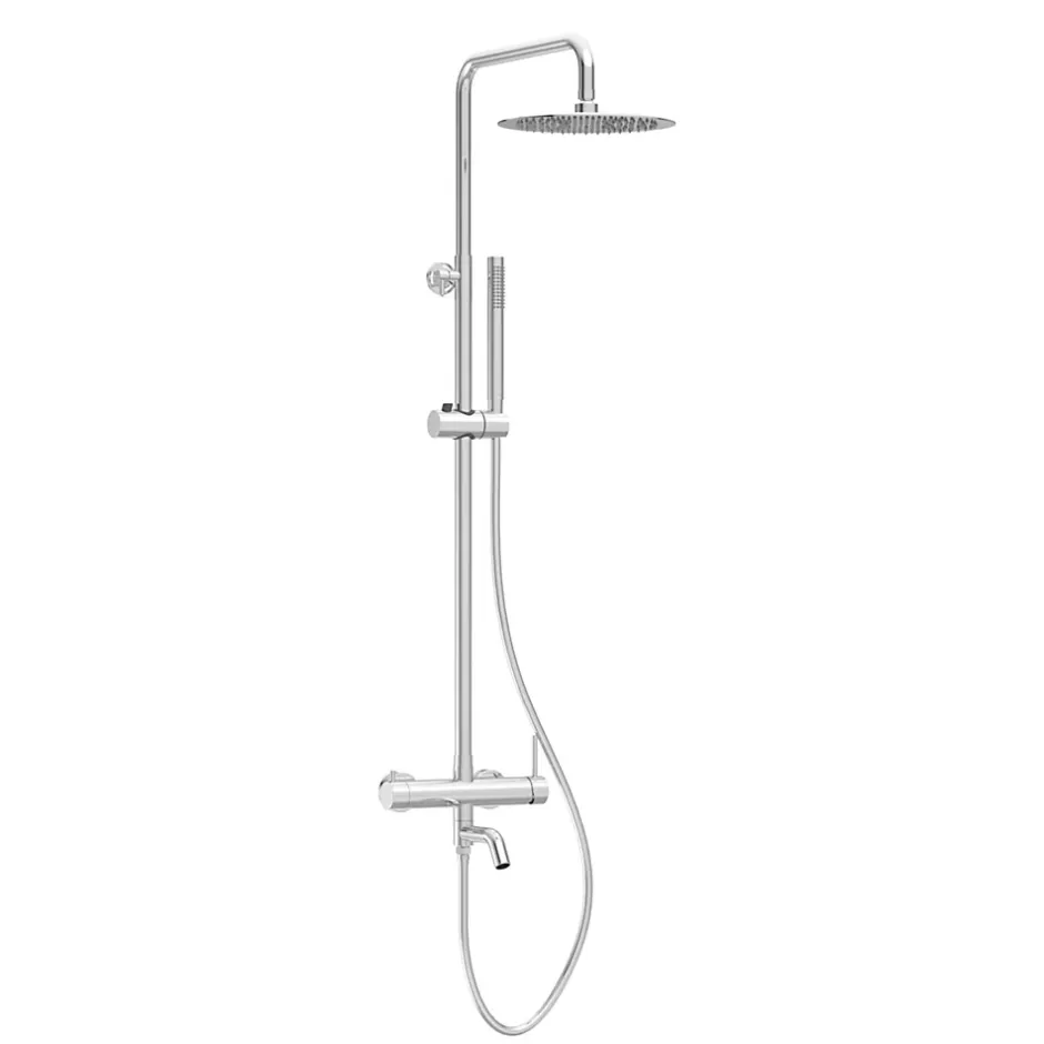 Balneo Système de douche avec pommeau de pluie argent Acier inoxydable - Mitigeur de douche avec douchette CASCADE CHROME* Colonne De Douche Mécanique
