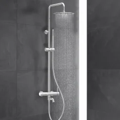 Balneo Système de douche avec pommeau de pluie argent Acier inoxydable - Mitigeur de douche avec douchette CASCADE CHROME* Colonne De Douche Mécanique