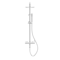 Balneo Système de douche avec pommeau de pluie argent Acier inoxydable - Mitigeur de douche avec douchette CASCADE CHROME* Colonne De Douche Mécanique
