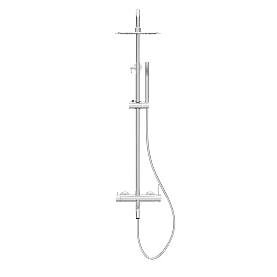 Balneo Système de douche avec pommeau de pluie argent Acier inoxydable - Mitigeur de douche avec douchette CASCADE CHROME* Colonne De Douche Mécanique