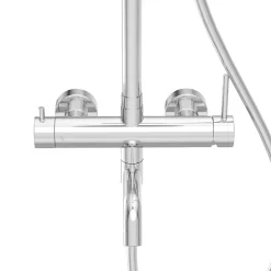 Balneo Système de douche avec pommeau de pluie argent Acier inoxydable - Mitigeur de douche avec douchette CASCADE CHROME* Colonne De Douche Mécanique