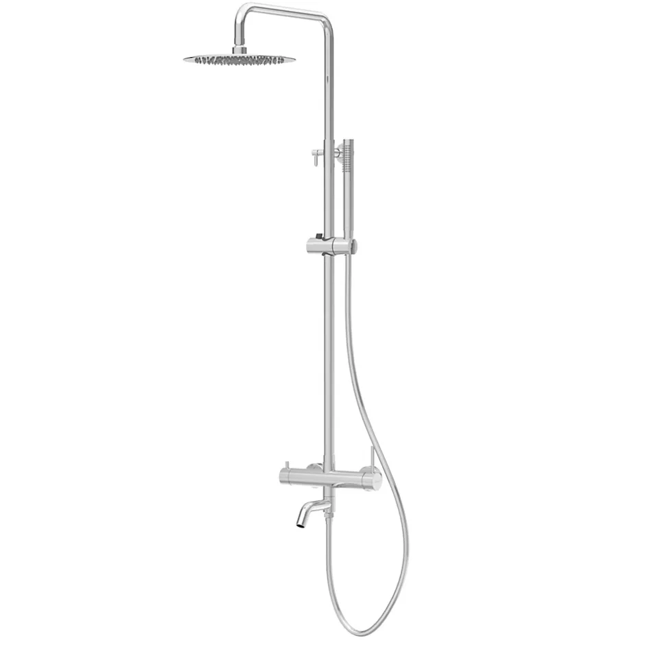 Balneo Système de douche avec pommeau de pluie argent Acier inoxydable - Mitigeur de douche avec douchette CASCADE CHROME* Colonne De Douche Mécanique